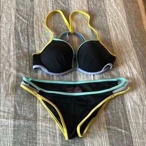 Stylish Black and Yellow Bikini Set